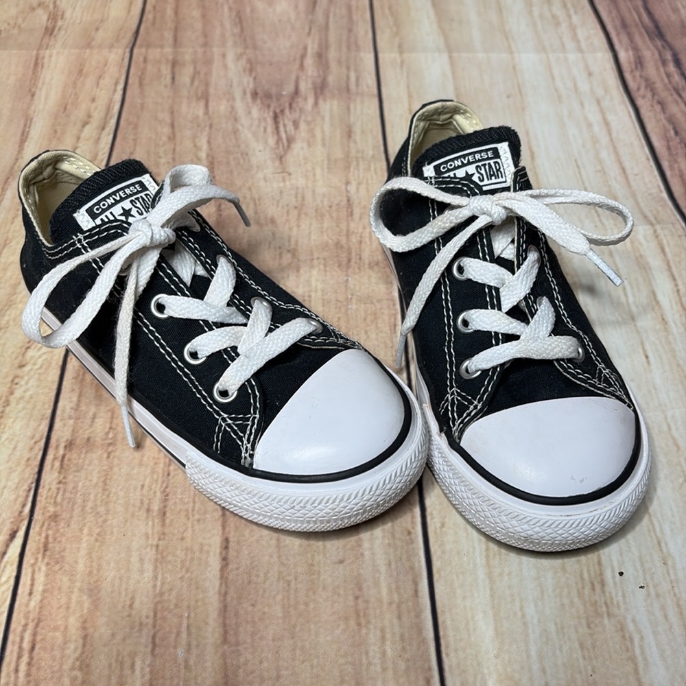 CONVERSE All Star Low Top Tie Laces Black Kids Size 10